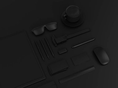 Siyah sahte tuzak kurdu. 3D çizim