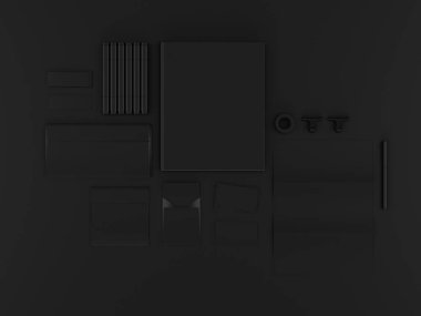 Siyah sahte tuzak kurdu. 3D çizim