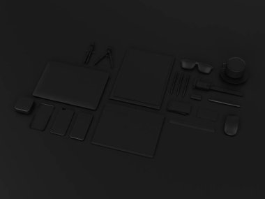 Siyah sahte tuzak kurdu. 3D çizim