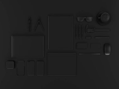 Siyah sahte tuzak kurdu. 3D çizim