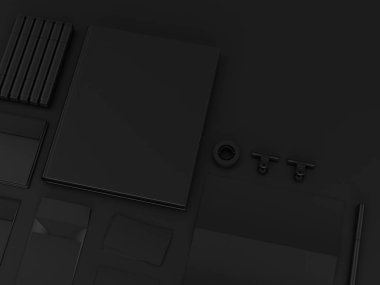 Siyah sahte tuzak kurdu. 3D çizim