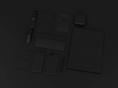 Siyah sahte tuzak kurdu. 3D çizim