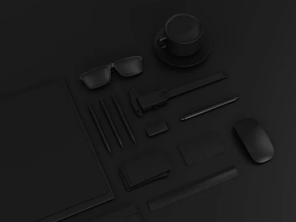 Set of black mock up. 3D illustration