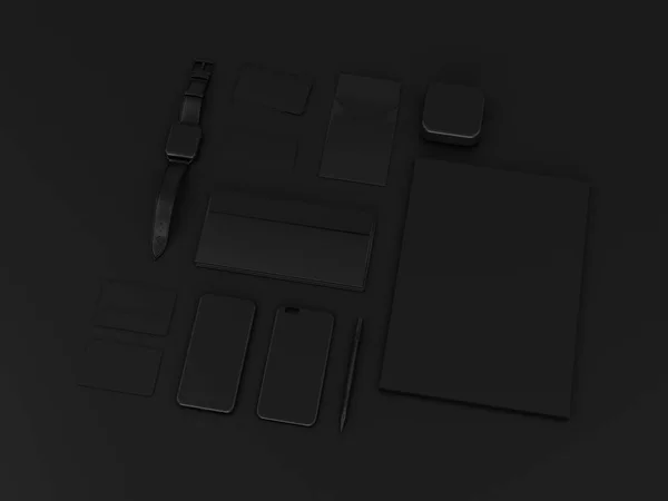 Set of black mock up. 3D illustration