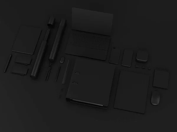 Set of black mock up. 3D illustration