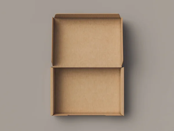 Kartonnen doos. Mock Up. 3D illustratie — Stockfoto