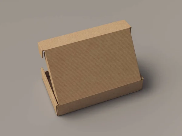 Caja de cartón. Mock Up. Ilustración 3D — Foto de Stock