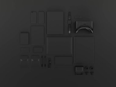 Siyah sahte tuzak kurdu. 3D çizim