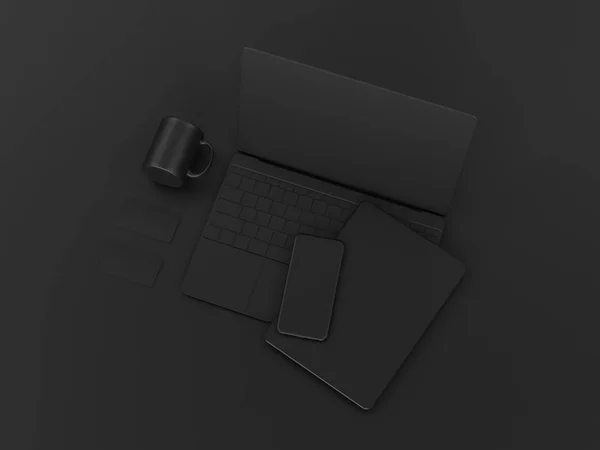 Una serie di finte nere. Illustrazione 3D — Foto Stock