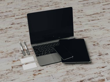 Ofis kurumsal mockup tasarım. 3D çizim