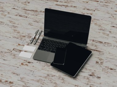 Ofis kurumsal mockup tasarım. 3D çizim