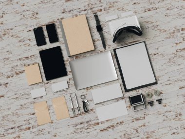Ofis kurumsal mockup tasarım. 3D çizim