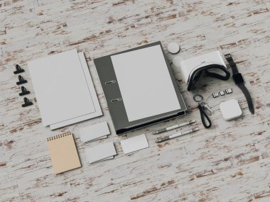 Ofis kurumsal mockup tasarım. 3D çizim