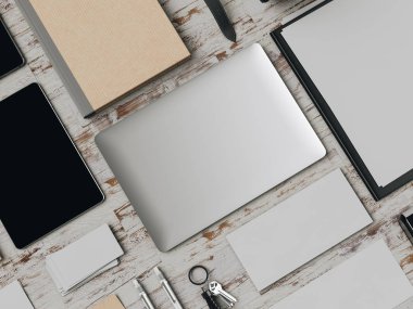 Ofis kurumsal mockup tasarım. 3D çizim