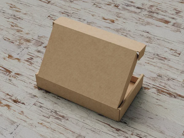 Κουτί από χαρτόνι. Mock Up. 3D απεικόνιση — Φωτογραφία Αρχείου