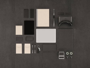 İleti örneği mockup sahne marka. 3D çizim
