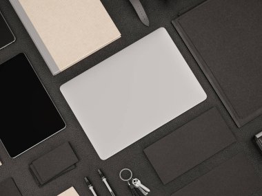 İleti örneği mockup sahne marka. 3D çizim
