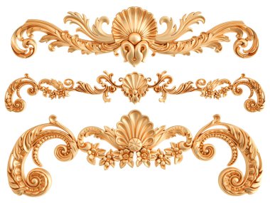 Beyaz zemin üzerine altın süs. İzole