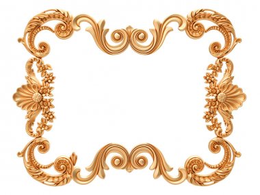 Beyaz zemin üzerine altın süs. İzole