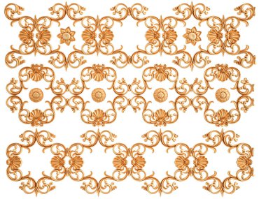 Beyaz zemin üzerine altın süs. İzole