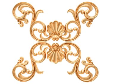 Beyaz zemin üzerine altın süs. İzole