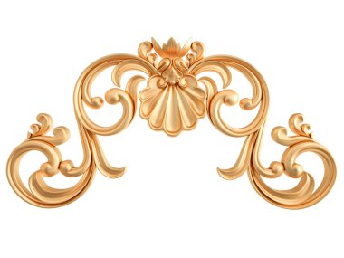 Beyaz zemin üzerine altın süs. İzole