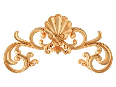 Beyaz zemin üzerine altın süs. İzole