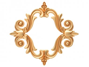 Beyaz zemin üzerine altın süs. İzole