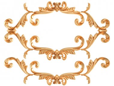 Beyaz zemin üzerine altın süs. İzole