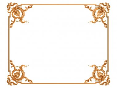 Beyaz zemin üzerine altın süs. İzole