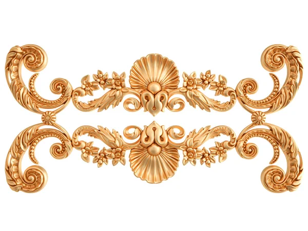 Ornamento de ouro em um fundo branco. Isolados — Fotografia de Stock