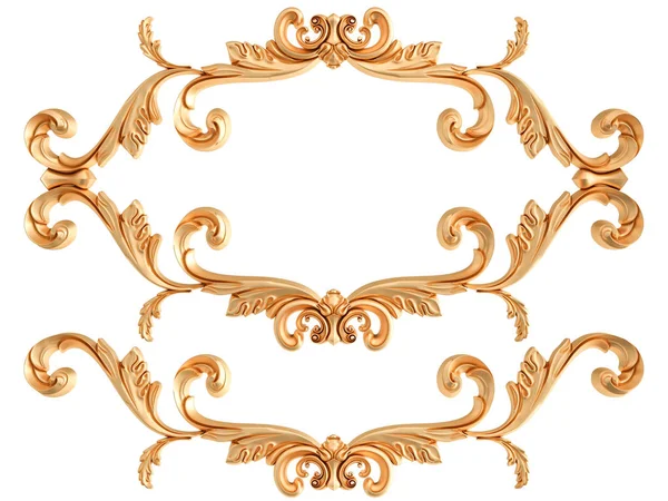 Beyaz zemin üzerine altın süs. İzole