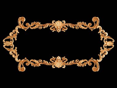 Siyah bir zemin üzerine altın süs. İzole