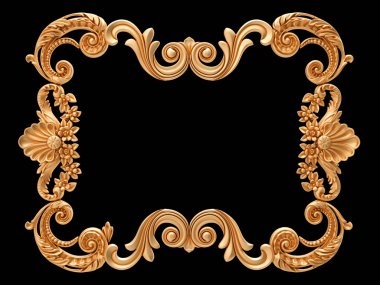 Siyah bir zemin üzerine altın çerçeve. İzole