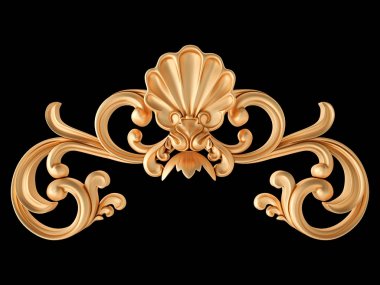 Siyah bir zemin üzerine altın süs. İzole