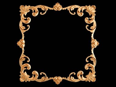 Siyah bir zemin üzerine altın çerçeve. İzole