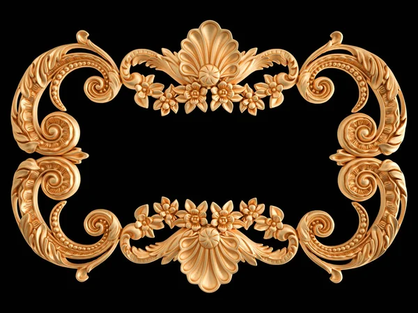 Gold ornament on a black background. Isolated — Stock Photo, Image