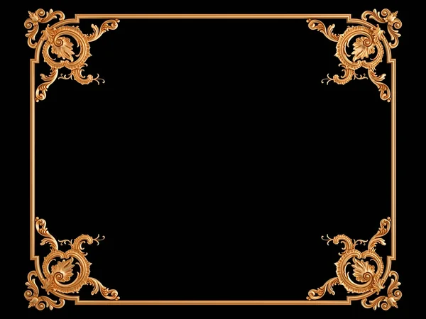 Gold frame on a black background. Isolated — Stock Photo, Image