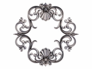 Beyaz bir arka plan üzerinde krom süsleme. İzole