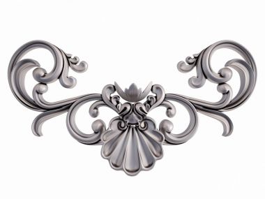 Beyaz bir arka plan üzerinde krom süsleme. İzole