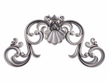 Beyaz bir arka plan üzerinde krom süsleme. İzole