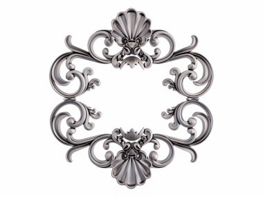 Beyaz bir arka plan üzerinde krom süsleme. İzole