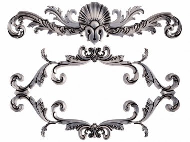 Beyaz bir arka plan üzerinde krom süsleme. İzole