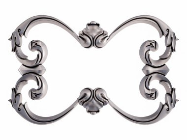 Beyaz bir arka plan üzerinde krom süsleme. İzole