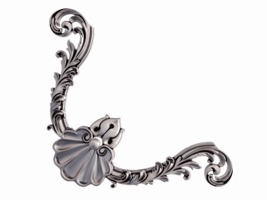 Beyaz bir arka plan üzerinde krom süsleme. İzole