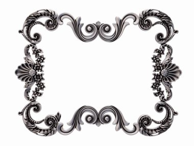 Beyaz bir arka plan üzerinde krom süsleme. İzole