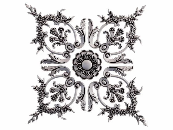 Ornamento cromado em um fundo branco. Isolados — Fotografia de Stock