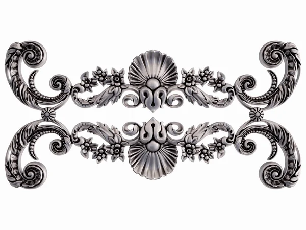 Ornamento cromato su sfondo bianco. Isolato — Foto Stock