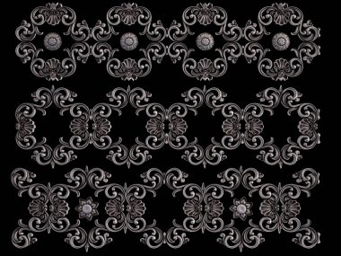 Siyah bir arka plan üzerinde krom süsleme. İzole