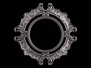 Siyah bir arka plan üzerinde krom süsleme. İzole